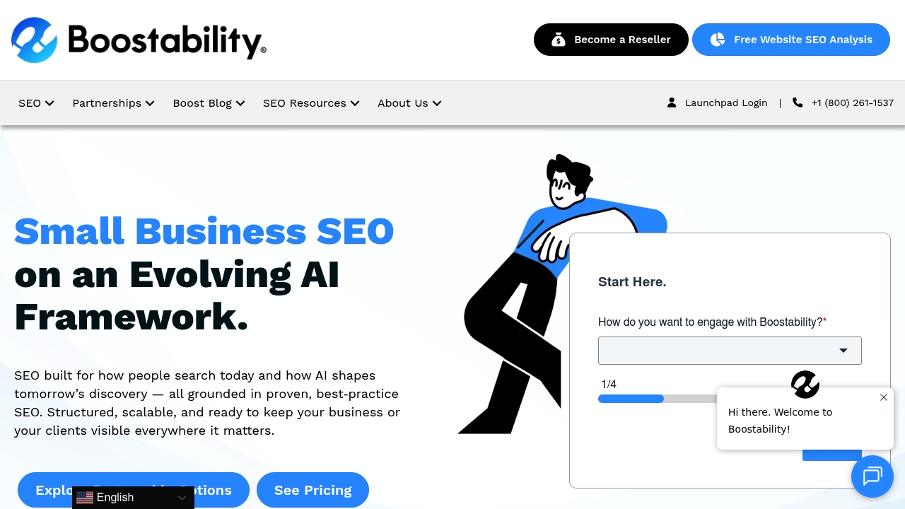 Boostability homepage featuring their partner program