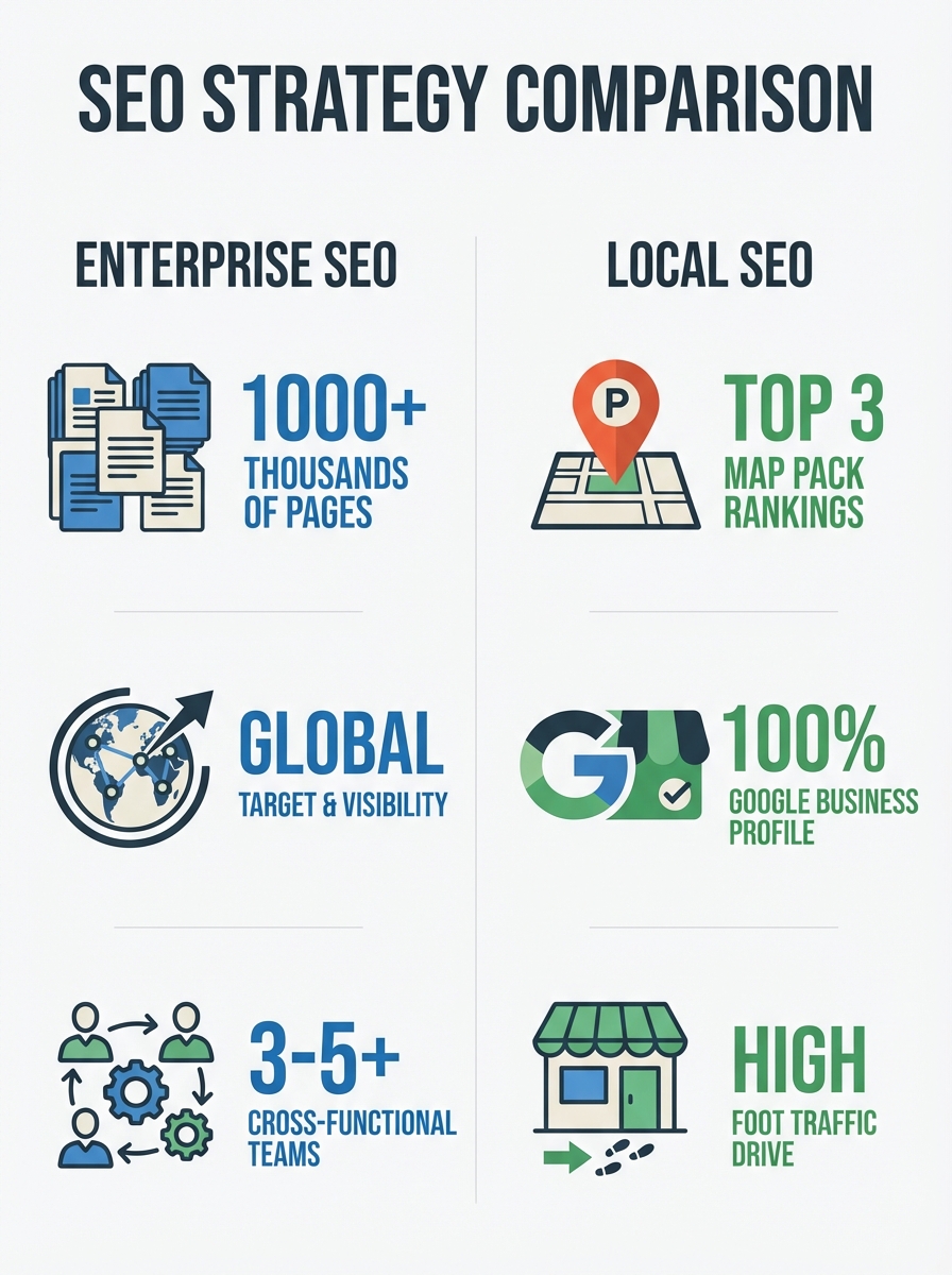 Enterprise SEO vs. Local SEO: A Head-to-Head Comparison for 2026
