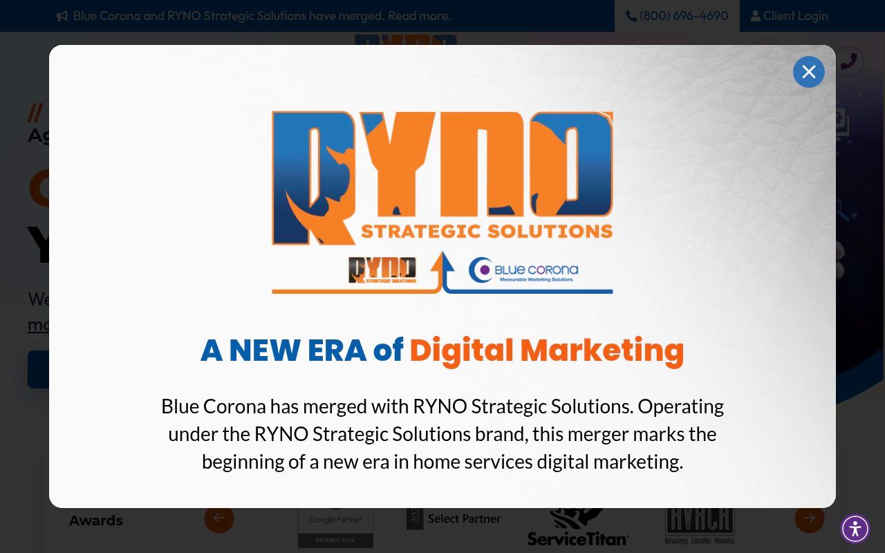 Blue Corona homepage