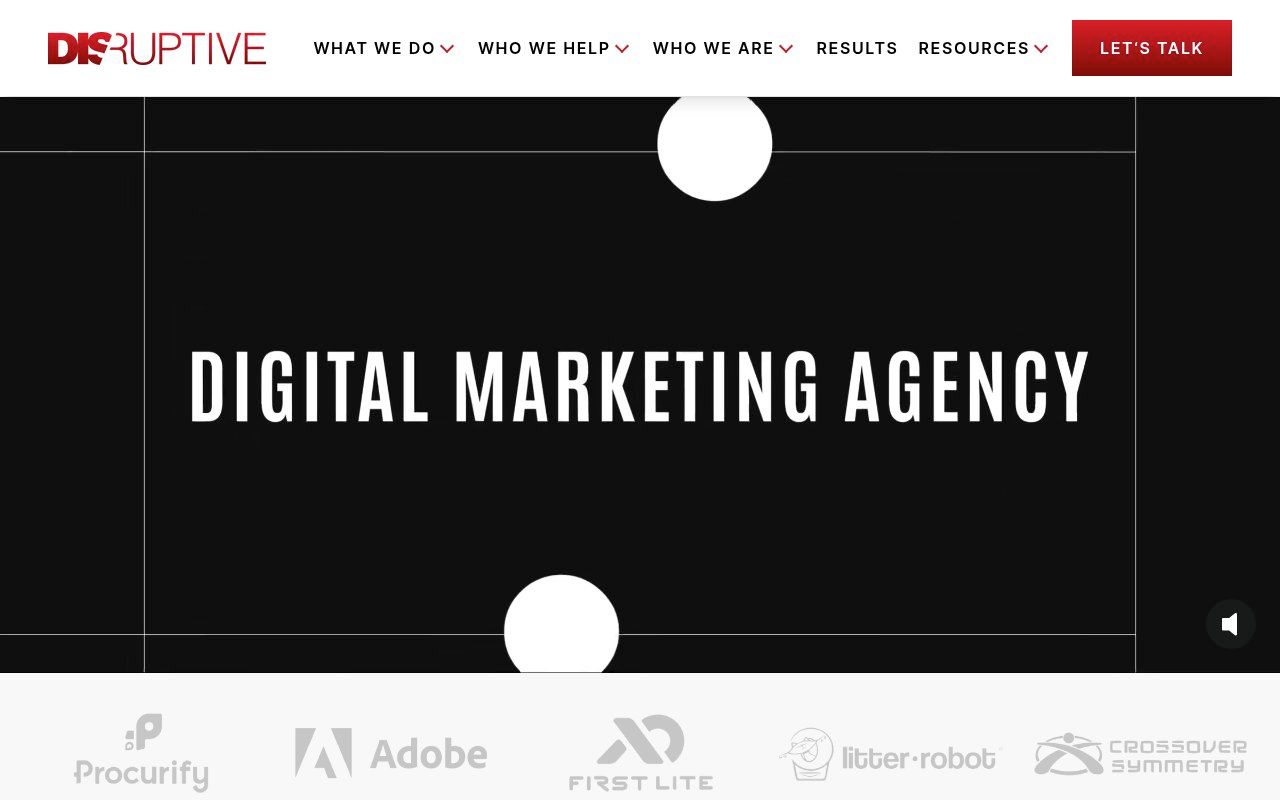 Disruptive Advertising homepage