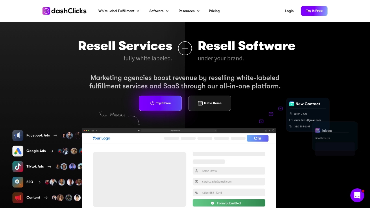 DashClicks platform for agency white-label services