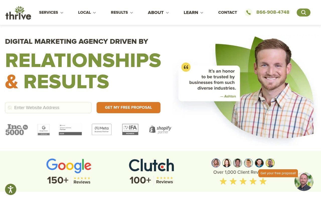 Thrive Internet Marketing Agency homepage