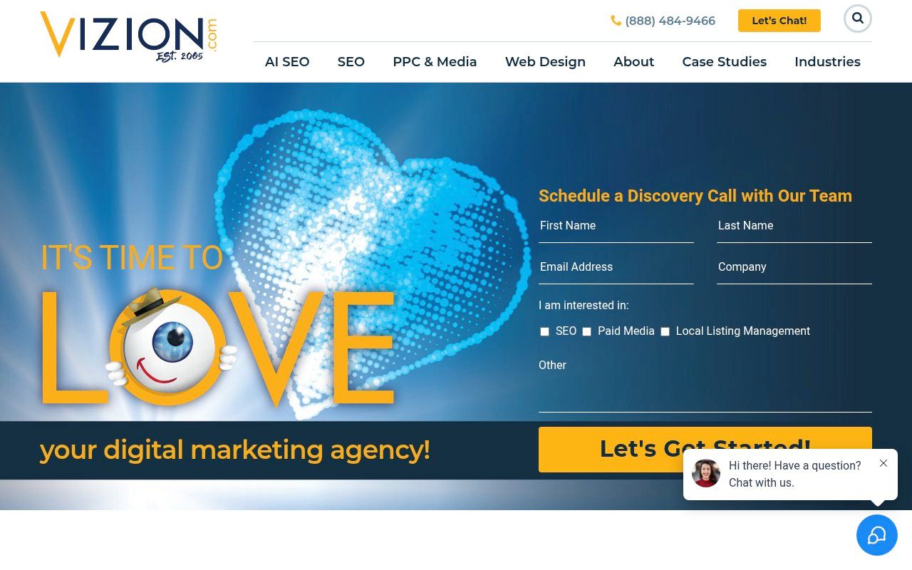 Vizion Interactive homepage