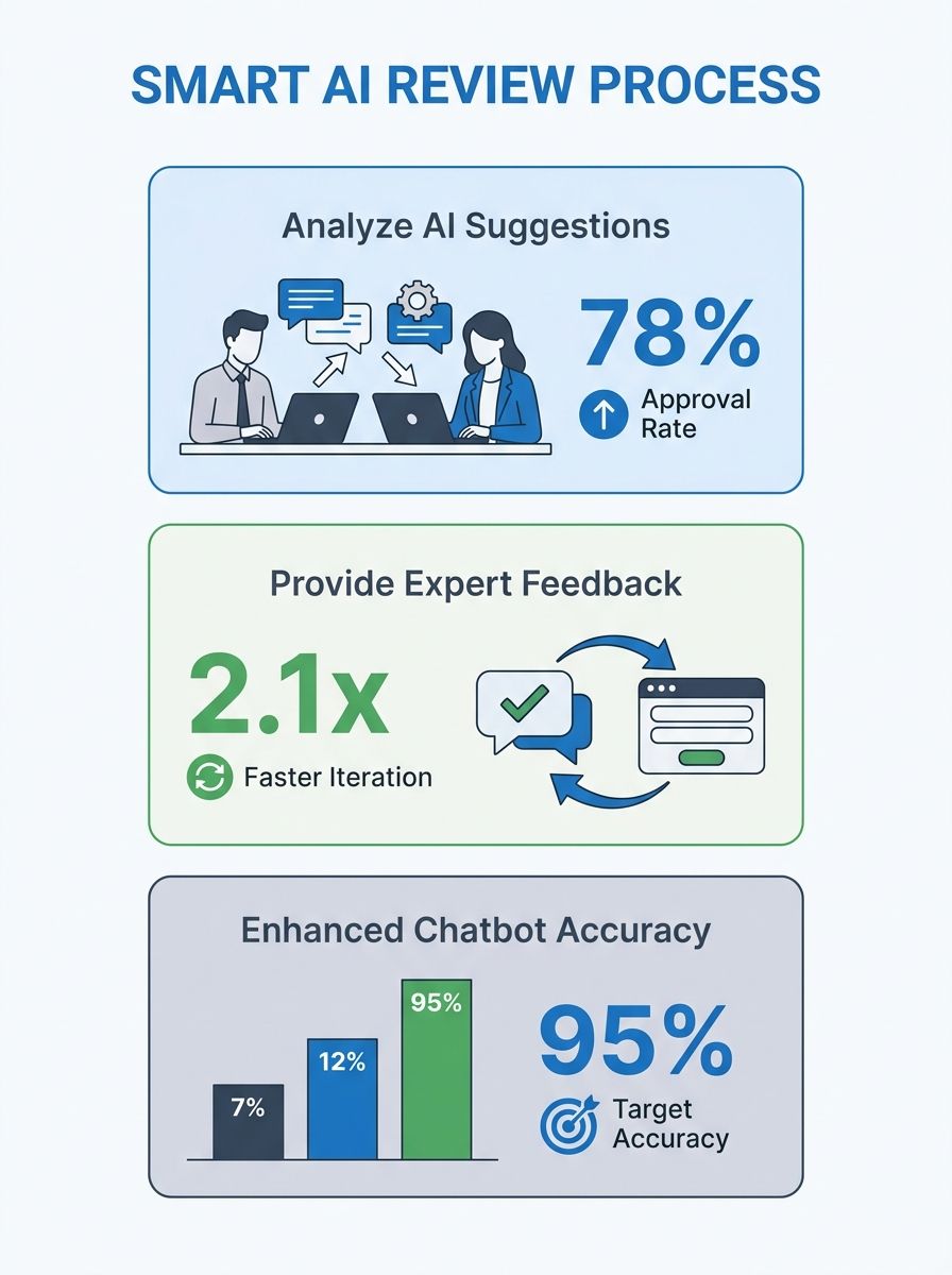 B2B professionals reviewing AI chatbot recommendations on laptops in modern office setting