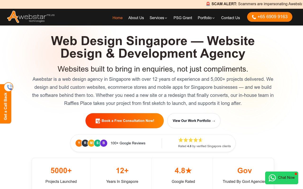 Awebstar homepage screenshot