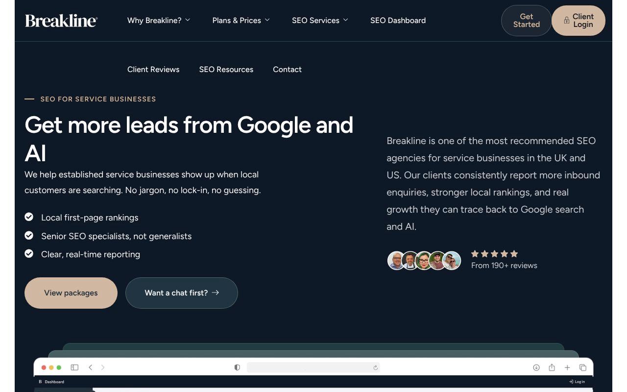 Breakline homepage screenshot