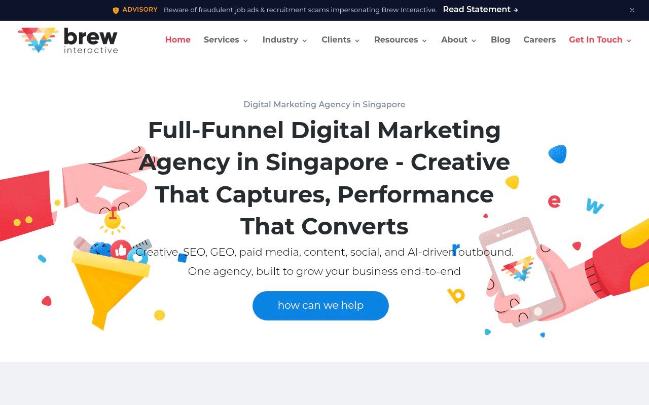 Brew Interactive homepage screenshot