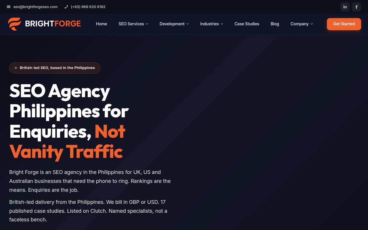 Bright Forge SEO homepage screenshot