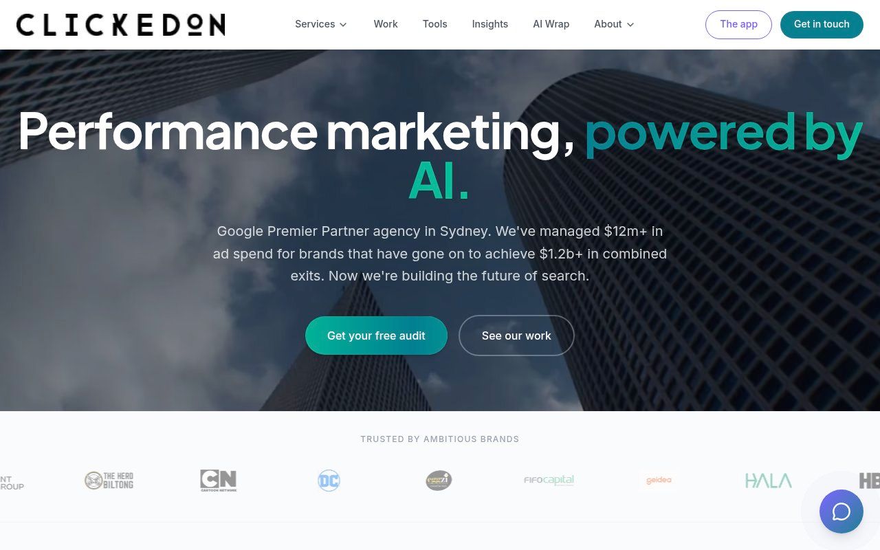 ClickedOn homepage screenshot