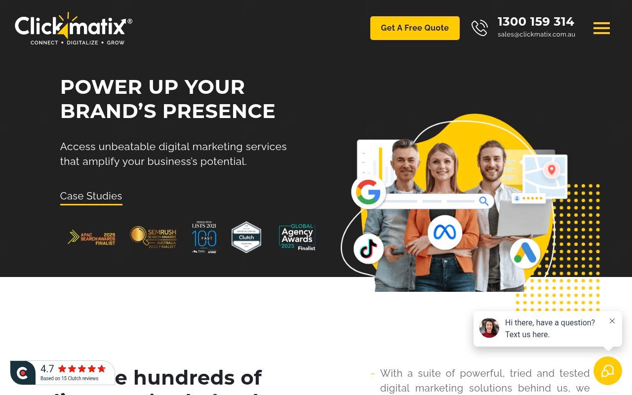 Clickmatix homepage screenshot