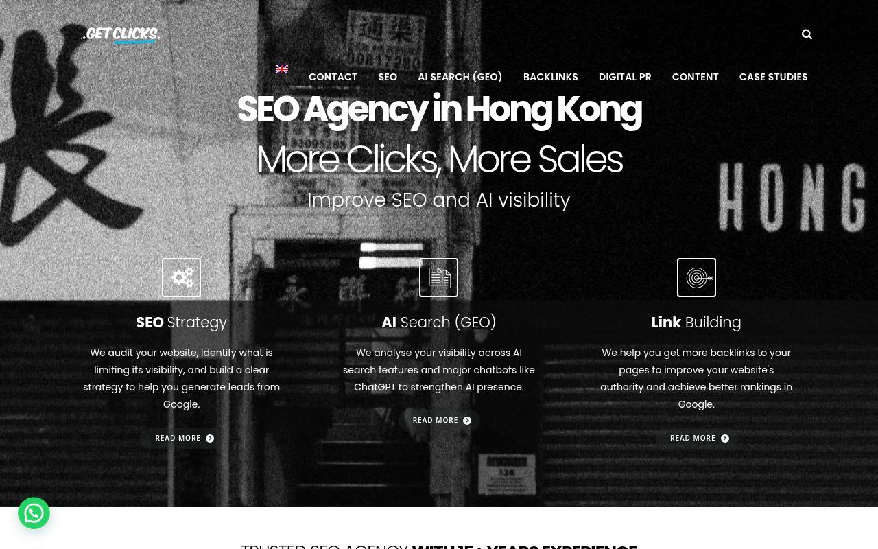 Get Clicks homepage screenshot
