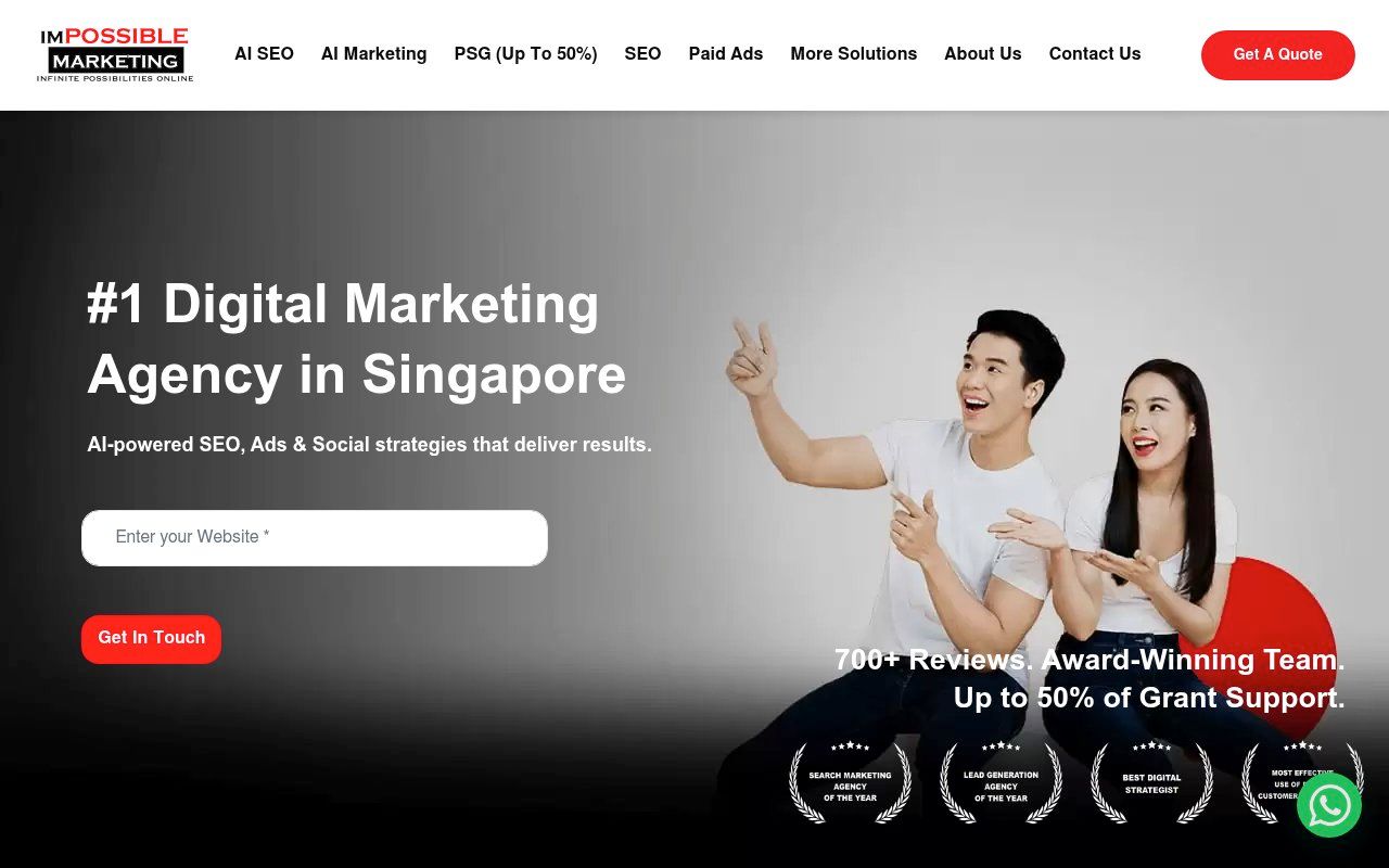 Impossible Marketing homepage screenshot