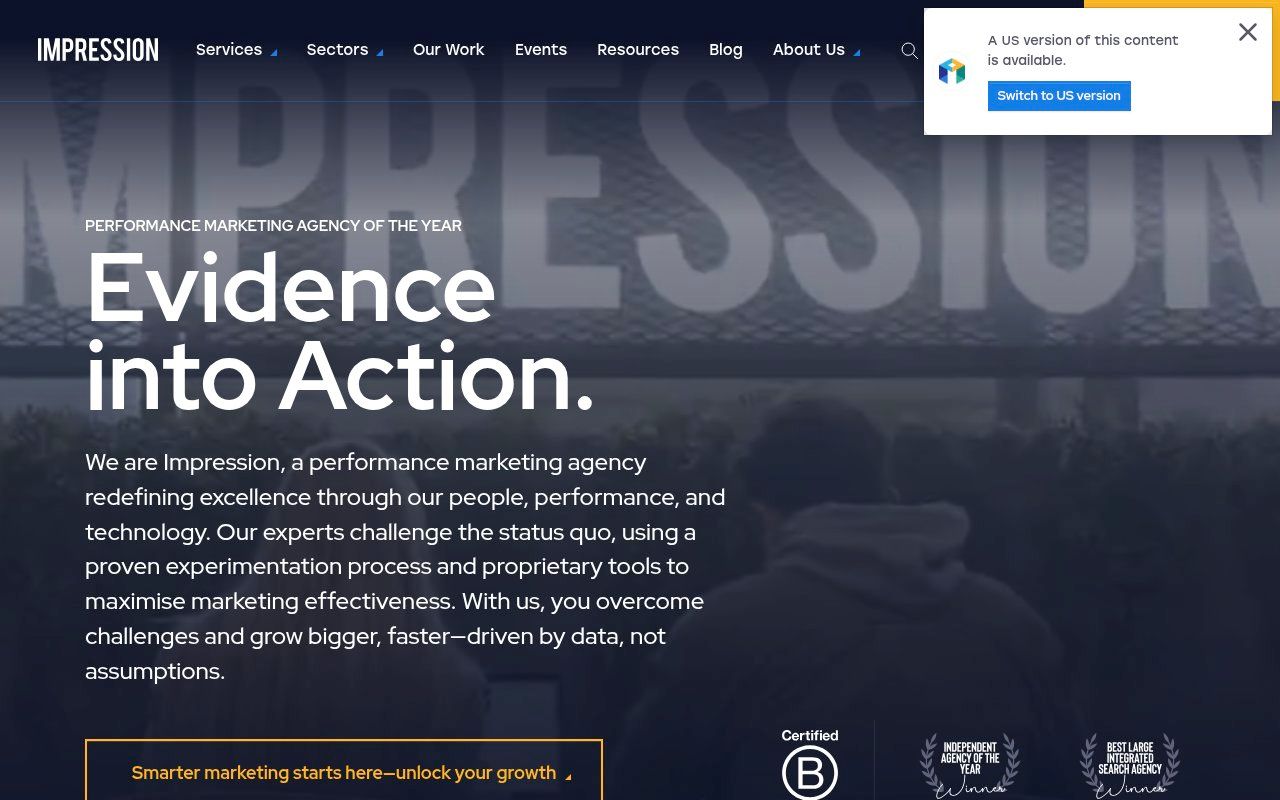 Impression homepage screenshot