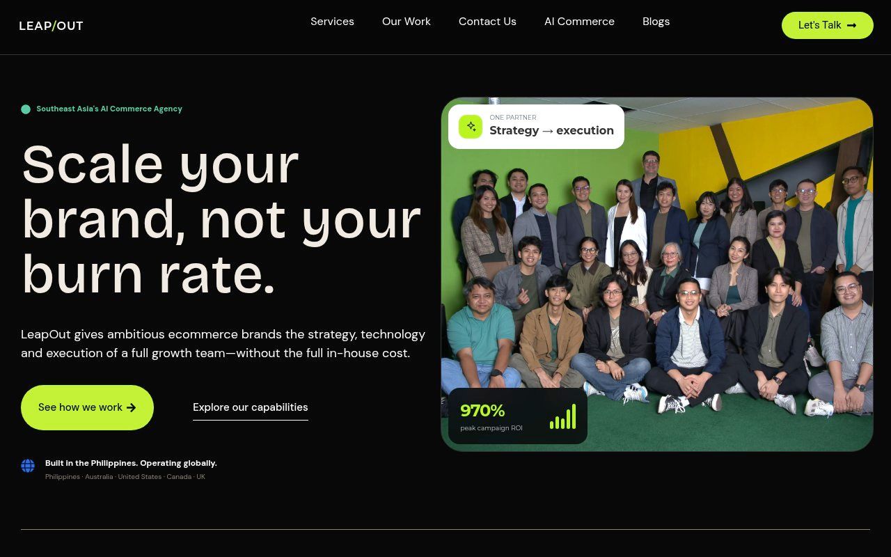 LeapOut Digital homepage screenshot
