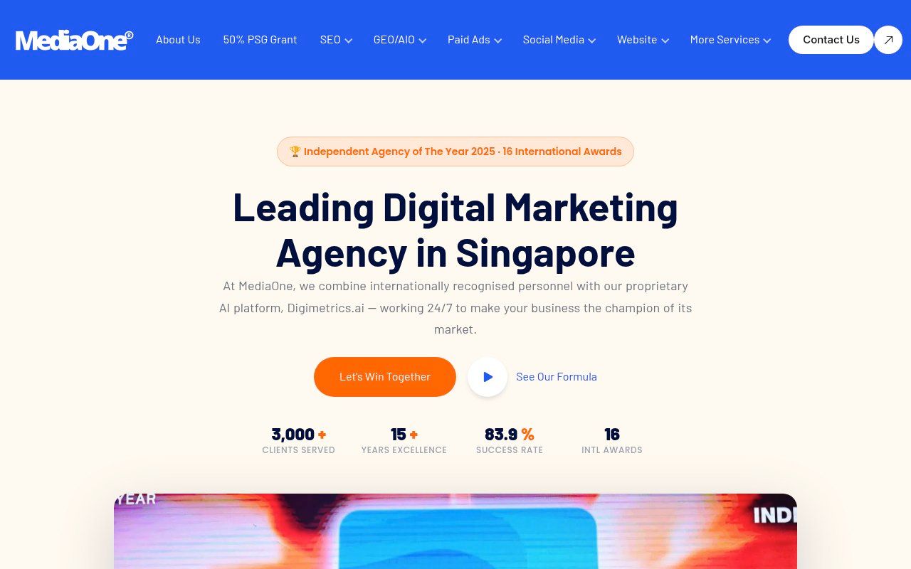 MediaOne homepage screenshot