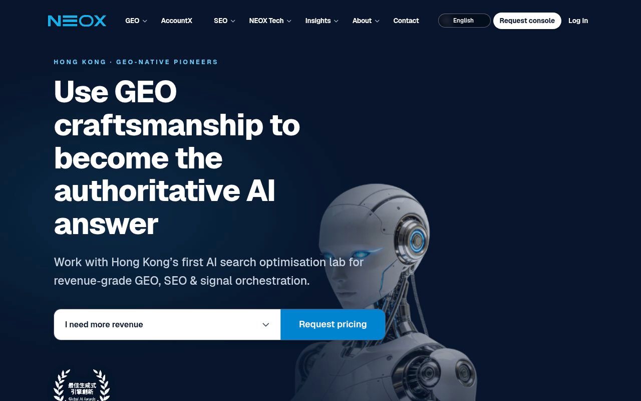 NEOXGEO homepage screenshot