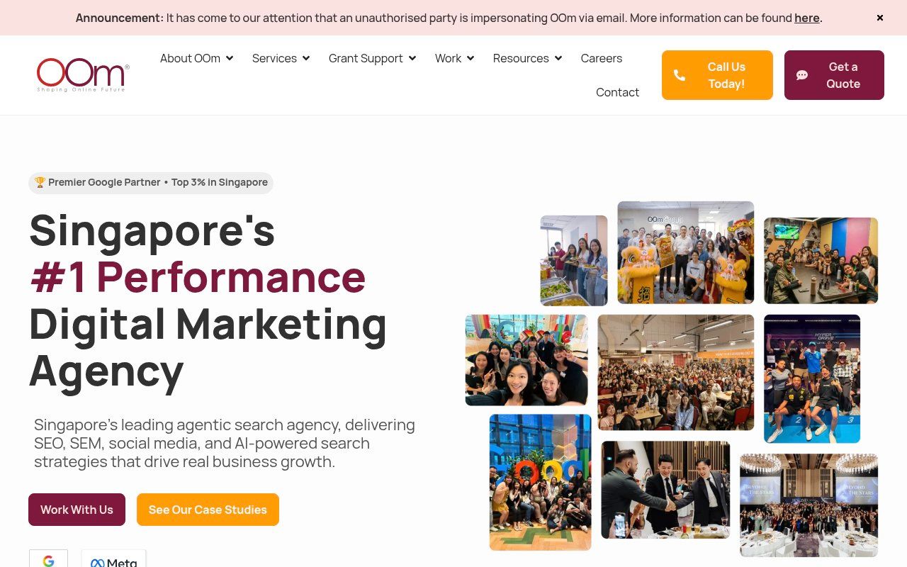 OOm homepage screenshot