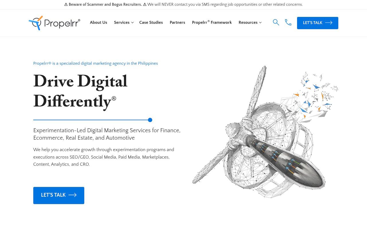 Propelrr homepage screenshot