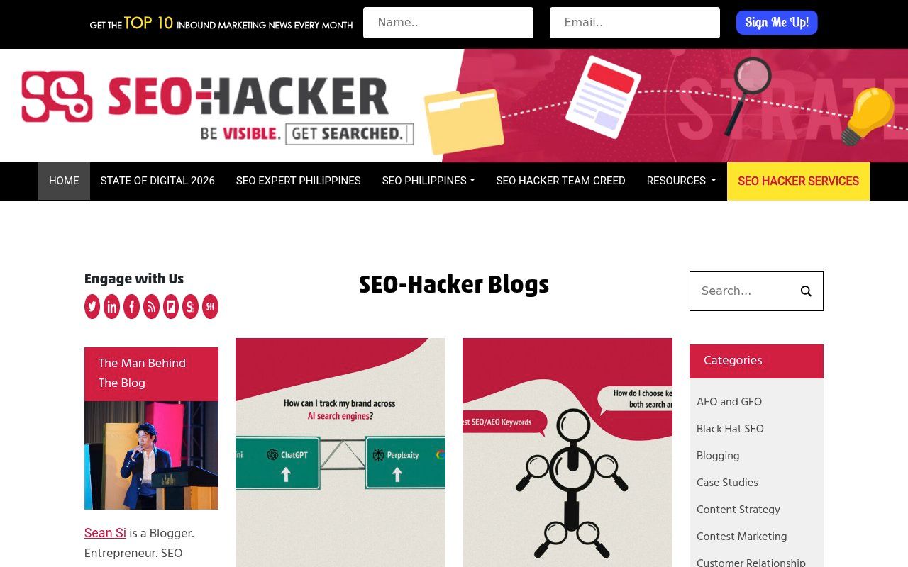 SEO Hacker homepage screenshot