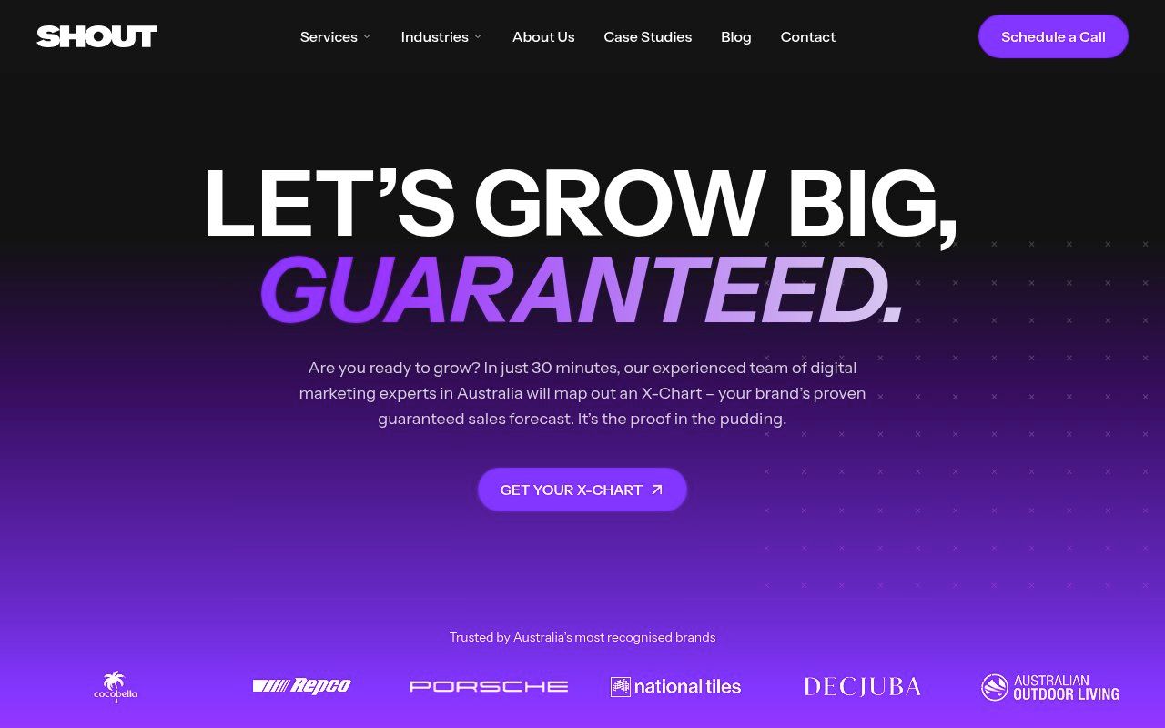 Shout Digital homepage screenshot