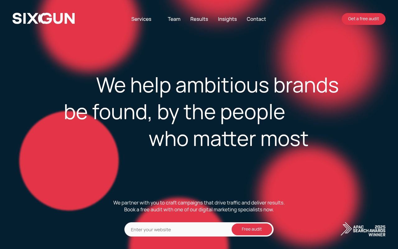 Sixgun homepage screenshot